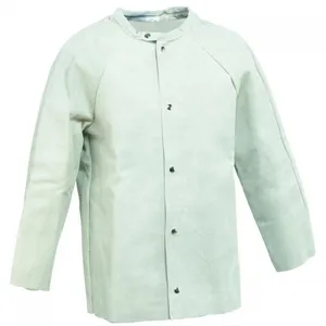 Chaqueta de soldadura de cuero de calidad superior Chaqueta de soldadura de hilo FR de cuero de gamuza dividida de vaca resistente al calor