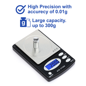 Balance de précision numérique de poche en plastique, alimentée par piles, pour bijoux, plage de 300 g, précision 0,01 g/0,1 g, écran LCD rétroéclairé - Product Image 4