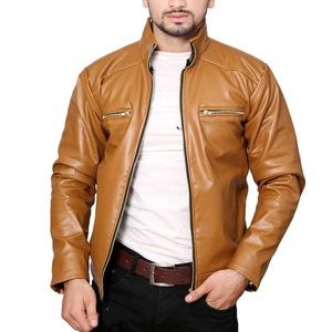 Chaqueta de cuero de invierno OEM personalizado de cuero suave bomber biker slim fit abrigo al por mayor de los hombres proveedor de fábrica de moda - Product Image 1