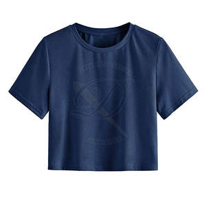 Camiseta corta personalizada de alta calidad para mujer, Camiseta corta de algodón en blanco, Camiseta corta de verano de gran tamaño, camisetas 100% algodón - Product Image 1