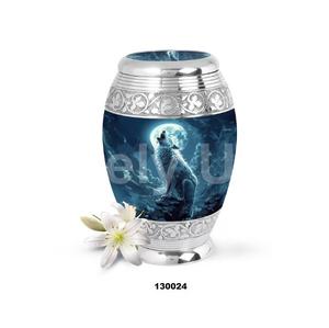 Urne de crémation adulte faite à la main en métal grec de finition de marbre impressionnante pour les cendres humaines avec le sac libre de velours - Product Image 3