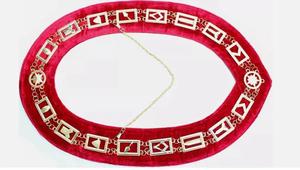 Collar Masónico de Terciopelo Rojo con Emblema de Estrella Dorada y Eslabones de Cadena, Accesorio de Insignia de Estilo Clásico - Product Image 3