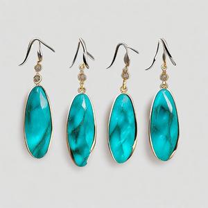 Pendientes personalizados de Topacio azul cielo chapados en oro de 18 quilates con diseño de joyería de plata de ley 925 - Product Image 5