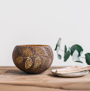 Porte-lampe à thé en coquille de noix de coco Artisan-Bol sculpté pour décor Boho et style d'événement | VIET FARGIMEX - Product Image 5