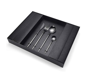 Ensemble de cuillères en acier miroir noir mat Ensemble de 8 pièces Salade de riz Café Dessert Cuillère à soupe Tarif abordable - Product Image 2