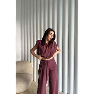 Conjunto de Blusa y Pantalones Modal Color Ciruela - Ciruela - Product Image 2