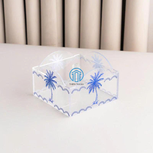 Transparent Acrylic Ramadan Storage Box with Palm Tree Print Decorative Organizer Case Arabian <b>Eid</b> <b>Gift</b> Box Made in Vietnam - Product Image 1