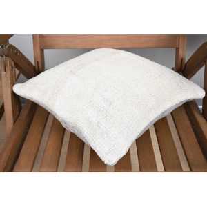 Rústico Primitivo 14x14 pulgadas Alfombra de lana beige con diseño de almohada de patrón vintage tejido - Product Image 4