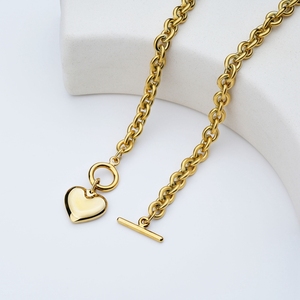 Collier en acier inoxydable plaqué or 18 carats, colliers en forme de cœur d'amour, Bracelets stéréoscopiques en forme de cœur ou de fermoir, cadeau pour femmes - Product Image 3