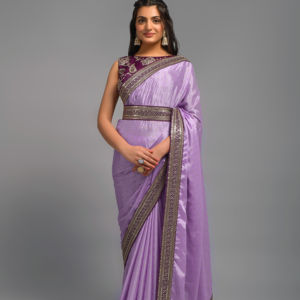 Hermosa calidad Chinni Foil Work Fabric Heavy Sequence Border Lace Blusa Sari para ocasiones especiales indias pakistaníes - Product Image 1