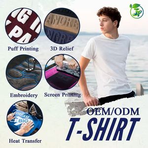 Unisex 100% algodón cómodo transpirable fábrica al por mayor de gran tamaño de manga corta Camisetas bordadas gráfico cuello redondo hombres - Product Image 3