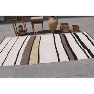 Turkish Rug, 4.5x10.1 ft Large Rug, White <b>Brown</b> <b>Wool</b> Rug - Product Image 2