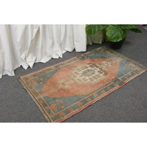 Classique Rouge Bleu 1.8 X 3.1ft Grande Surface Turc Laine Jute Tapis Patchwork Motif pour Entrée Couloir Chambre 10mm Épaisseur Latex - Product Image 3