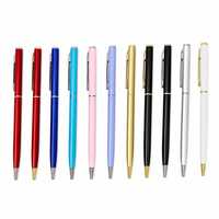 Stylo bille promotionnel personnalisé avec logo, corps métallique noir, blanc, argenté, coloré, stylo publicitaire fin pour hôtel