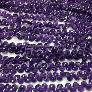 ลูกปัดพลอยอะมีทิสต์แอฟริกันธรรมชาติทรงหัวใจเหลี่ยมขนาด 4 มม. 5 มม. ราคาขายส่งจากผู้จำหน่ายหิน - Product Image 1