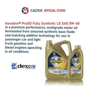Huile moteur entièrement synthétique CALTEX Havoline ProDS LE SAE 5W-40 SN, plastique 4L (14KG), haute performance pour voitures - Product Image 2