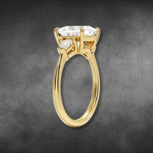 Bague en diamant 14KT 18KT or jaune, taille princesse, trois pierres, diamant de laboratoire, avec diamant bouclier, pour femme, bijoux fins de fiançailles - Product Image 2