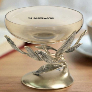 Fantastic Design Home Decor <b>Salad</b> <b>Serving</b> <b>Bowl</b> Free Top Quality Aluminum Metal Base With Leafy Branch Large Accents - Product Image 3