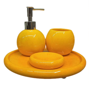 Ensemble d'accessoires de salle de bain 4 pièces en marbre rond, ensemble de bain en marbre bleu ciel, ensemble de bain en marbre rose fait main - Product Image 5