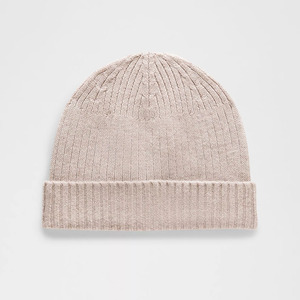 High Quality Customized Logo Beige Ribbed Merino <b>Wool</b> Unisex <b>Beanie</b> Your Own Plain Design Soft & Warm Winter Outdoor <b>Beanie</b> - Product Image 1