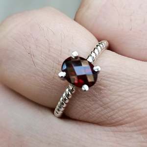 Boho January Birthstone <b>Ring</b> Handmade 925 Sterling <b>Silver</b> Rhodium Perfect Anniversary Birthday Gift for Her <b>Garnet</b> Stone January - Product Image 3