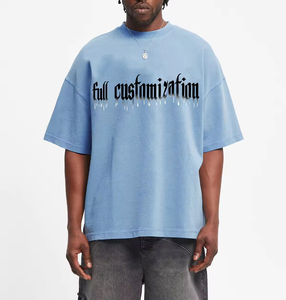 T-shirt surdimensionné 100% coton pour homme | T-shirt Streetwear à épaules tombantes vierge de haute qualité avec col côtelé et conception de logo personnalisé - Product Image 5