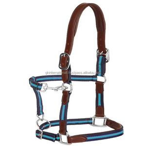 Couronne de luxe multicolore en cuir, 2 pièces, fait à la main, fibre de nylon, licou de cheval, en laiton, noir et brun - Product Image 4