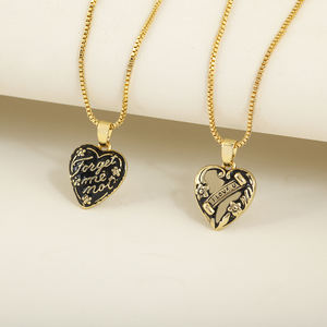 QIKU regalo unico oro placcato 18K collana pendente a forma di cuore con catena iniziale alla moda per le donne e gli uomini - Product Image 3