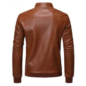 Vestes en cuir PU de haute qualité pour hommes printemps, automne, col montant solide personnalisé bonne qualité veste pour hommes à la mode Oem - Product Image 3