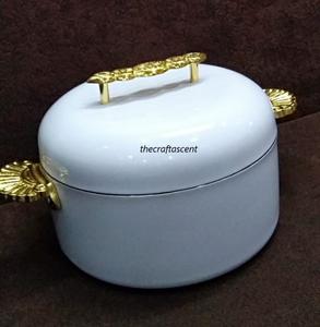 Olla de Metal de diseño árabe, cazuela de lujo de la mejor calidad con tapa hecha a mano, calentador de alimentos de mesa de estilo moderno para uso en la cocina - Product Image 5