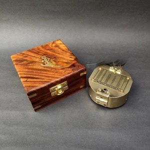 Nautical Marine Brass Brunton <b>Compass</b> 3 Inch Engraved Vintage Functional with Wooden Box - Product Image 6