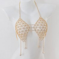 Ensemble Harnais en Strass Doré Liquide Esthétique Baddie, Tenue de Soirée Clubbing Énergie Personnage Principal