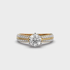 Anillo de compromiso de dos filas de oro sólido de 14 quilates 2,0 CTW diamante cultivado en laboratorio IGI certificado para regalos de aniversario de boda joyería del Día DE LA MUJER - Product Image 3