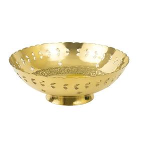 Meilleure vente Bol de service rond en laiton martelé doré de luxe bols de service profonds pour table décorative. - Product Image 4