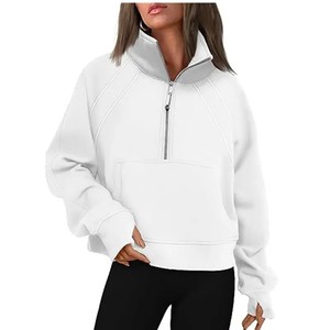 Yoga demi-fermeture éclair à capuche veste pull de créateur femmes entraînement Sport manteau Fitness vêtements de sport haut solide fermeture éclair sweat - Product Image 5
