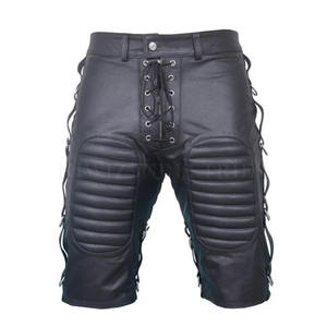 กางเกงขาสั้นสำหรับผู้ชายกางเกงขาสั้นหนังสีตัดกันทำจากปากีสถาน - Product Image 1