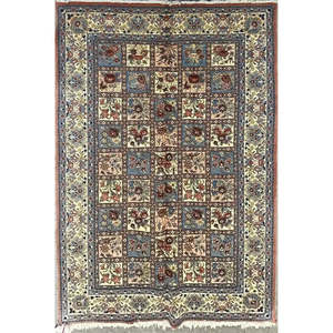 Tapis persan de Yazd unique en son genre, 9'11 x 6'5 - Product Image 1