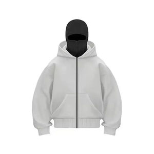 Unisex Ninja Hoodie 400gsm Cotton Fleece <b>Face</b> <b>Mask</b> Pullover Streetwear Outdoor Hoodies with 3D Blank <b>Face</b> Designed for <b>Men</b> - Product Image 3