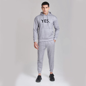 Ensemble de survêtements d'hiver en polaire épaisse gris clair pour hommes les plus exigeants Sweat à capuche pour hommes avec pantalon de jogging Ensemble de survêtement - Product Image 1