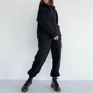 Chándal de terciopelo de 2 piezas con logotipo personalizado para mujer, ropa deportiva informal para correr, patrón sólido, tela de lona, soporte, técnicas lavadas - Product Image 3