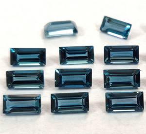 Topaze bleu de Londres naturelle, taille baguette, 3x6 mm, facetté - Topaze bleu de Londres taille baguette, en vrac - Product Image 2