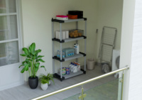 Étagères de rangement modulaires écologiques en plastique gris Mongardi durables à quatre niveaux, multifonctionnelles, faciles à assembler, murales, 80 kg