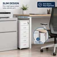 Armoire de classement mobile en métal moderne à 6 tiroirs, organiseur de rangement sous bureau en acier fin avec serrure pour bureau, maison et hôpital
