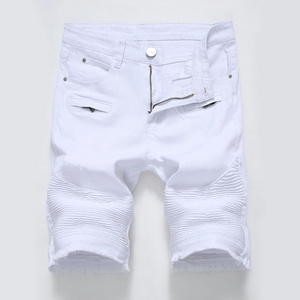 Summer New Men's Denim Shorts Street Clothing Trend Personality Slim Short Jeans White Red Black Male Brand Clothes