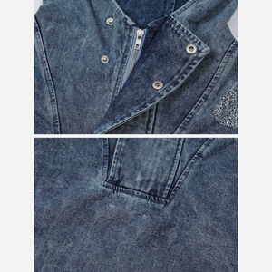 Sudadera con Capucha de Mezclilla para Hombre 2026, 100% Algodón, Estilo Vintage Lavado, Corte Regular, Chaqueta de Invierno, Estilo Urbano Americano - Product Image 4