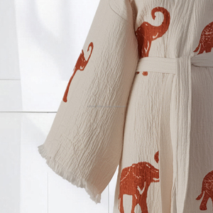 Bata Kimono Ligera de Algodón Turco Estampada a Mano para Verano, Bata de Baño 100% Algodón Tejido Transpirable para Mujer y Hombre, Primavera/Verano - Product Image 2
