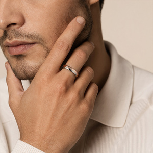 Bague de mariage assortie Je T'Aime bicolore Jeulia pour homme - Bague incrustée plaquée or rose pour amoureux - Product Image 6