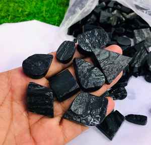 Tourmaline noire naturelle Druzy Agate pierre précieuse lâche dos plat pierre polie pour la fabrication de bijoux - Product Image 2