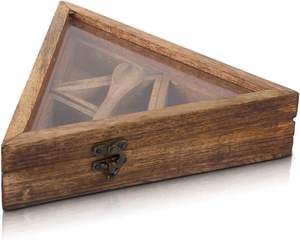 Handmade Wooden Seasoning Herb Spice Masala <b>Box</b> Container Holder Rack Stand Caddy <b>With</b> Spoon & Clear <b>Lid</b> <b>Decorative</b> Storage - Product Image 5
