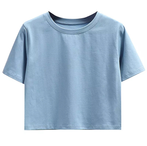 Tops Cortos de Mujer, Ajustados, Casuales, de Manga Corta, Transpirables, de Secado Rápido, Tejido de Punto de Spandex/Poliéster, para Verano, Pakistán - Product Image 3